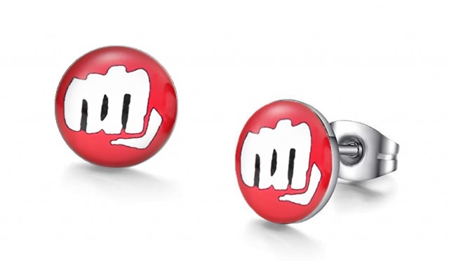 -m1065-23 Fist Graphic Stud Iconic Earrings For Men