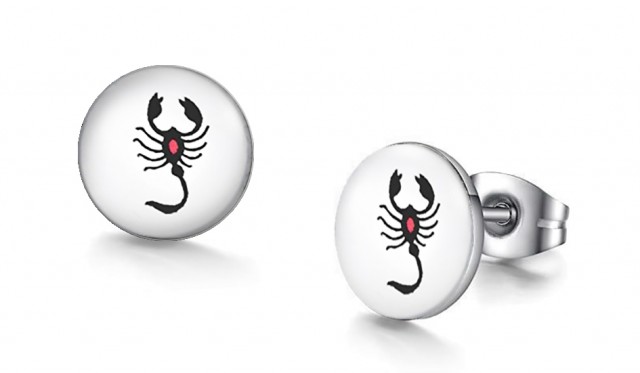 -m1071-23 Scorpion Graphic Stud Iconic Earrings For Men