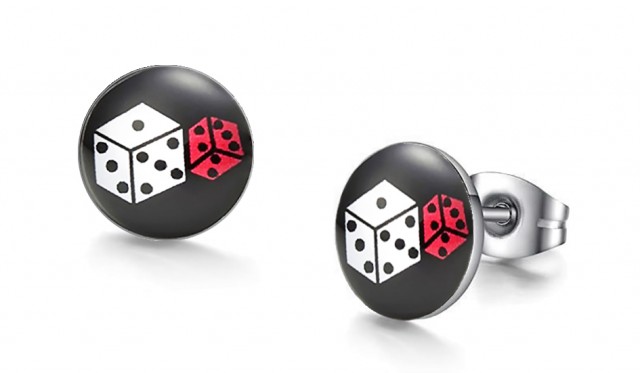 -m1074-23 Roll The Dice Graphic Stud Iconic Earrings For Men