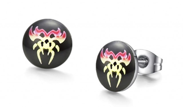 -m1083-23 Colorful Flames Graphic Stud Iconic Earrings For Men