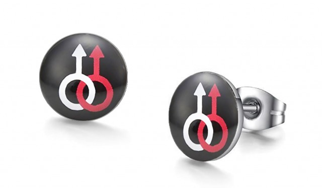 -m1085-23 Man Symbol Graphic Stud Iconic Earrings For Men