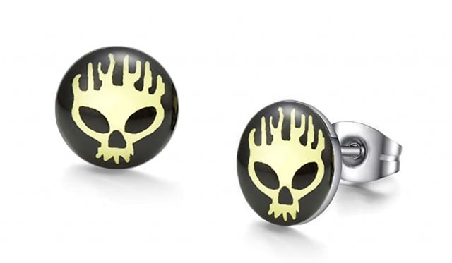 -m1090-23 1 Or 3 Pack Quality Stainless Steel Skull Stud Iconic Earrings For Men