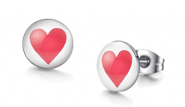 -m1091-23 Hearts Graphic Stud Iconic Earrings For Men