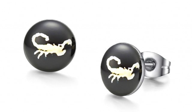 -m1094-23 Scorpion Side Graphic Stud Iconic Earrings For Men