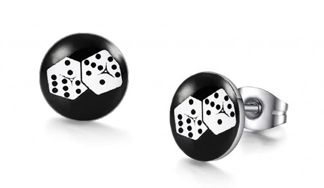 -m1310-23 Lucky Dice Graphic Stud Iconic Earrings For Men