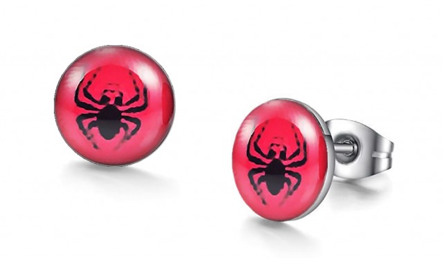 -m1368-23 Spider Graphic Stud Iconic Earrings For Men
