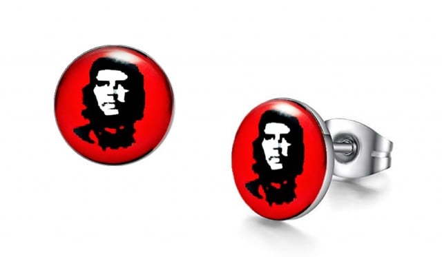 -m441-23 Che Guevara Graphic Stud Iconic Earrings For Men