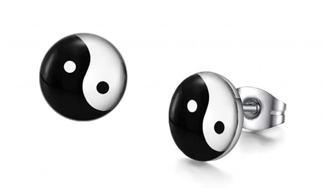 -m473-23 Yin & Yang Graphic Stud Iconic Earrings For Men
