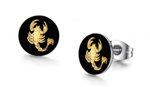 -m711-23 Sand Scorpion Graphic Stud Iconic Earrings For Men