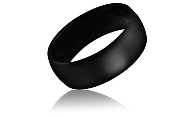 -m1689-18-8 Mens Stylish Stainless Steel Engagement & Birthday Ring, Black Brushed