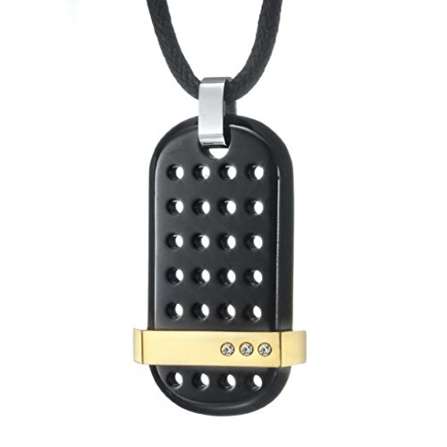 -x580-7 Stainless Steel Black With Cz Tag Pendant