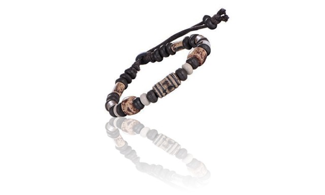 -c1744-9 Surfer Sporty Wood & Bamboo Bracelet - Handmade Limited Edition