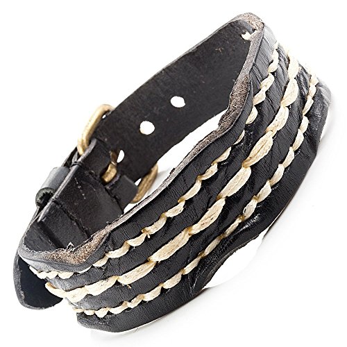 -c1439-9 Stitched Leather With Alloy Hardware Bracelet