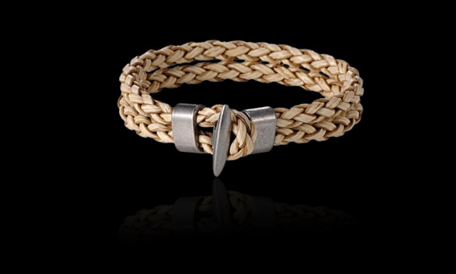 -c1748-9 Braided Leather With Alloy Hardware Bracelet