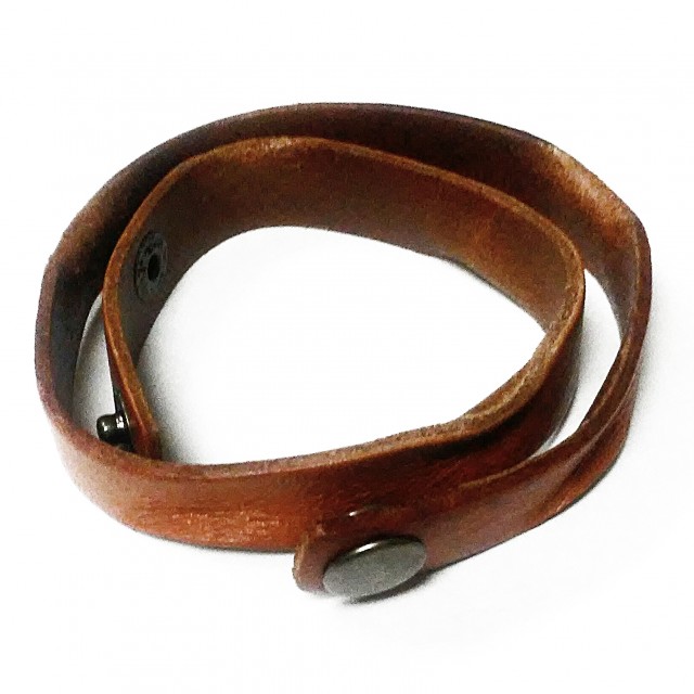 -c1424-9 Mens Brown Leather Button Fashion Bracelet