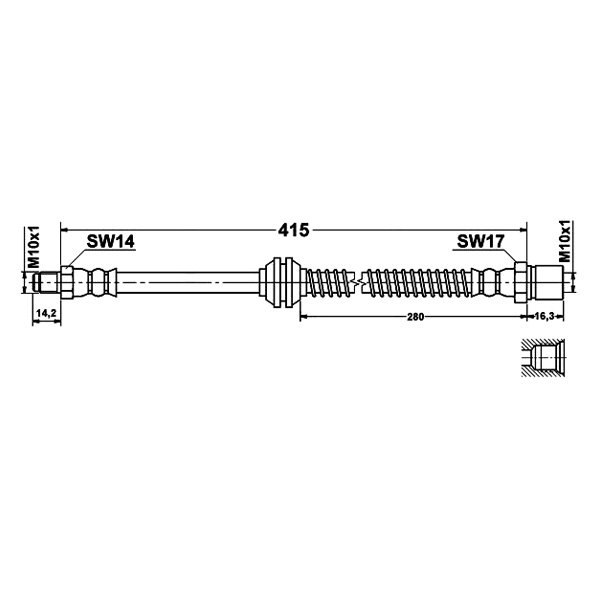 331320 Hydraulic Brake Hose for 1992-1995 Porsche 968