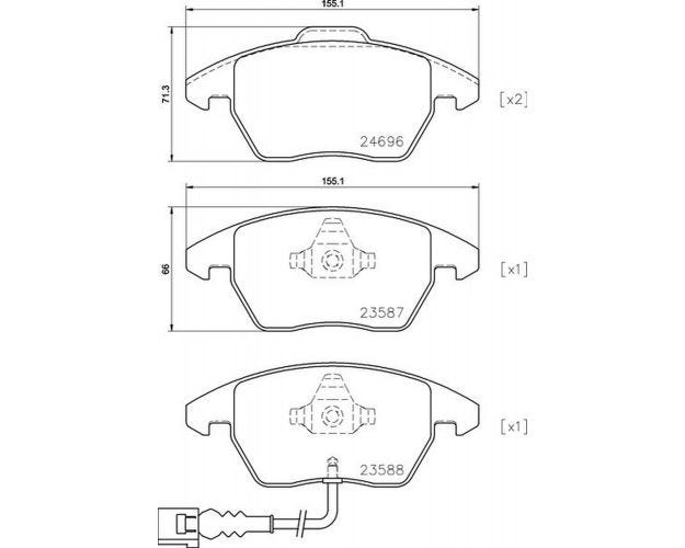 355023161 Disc Brake Pad Set for 2007-2016 Volkswagen Eos - Front