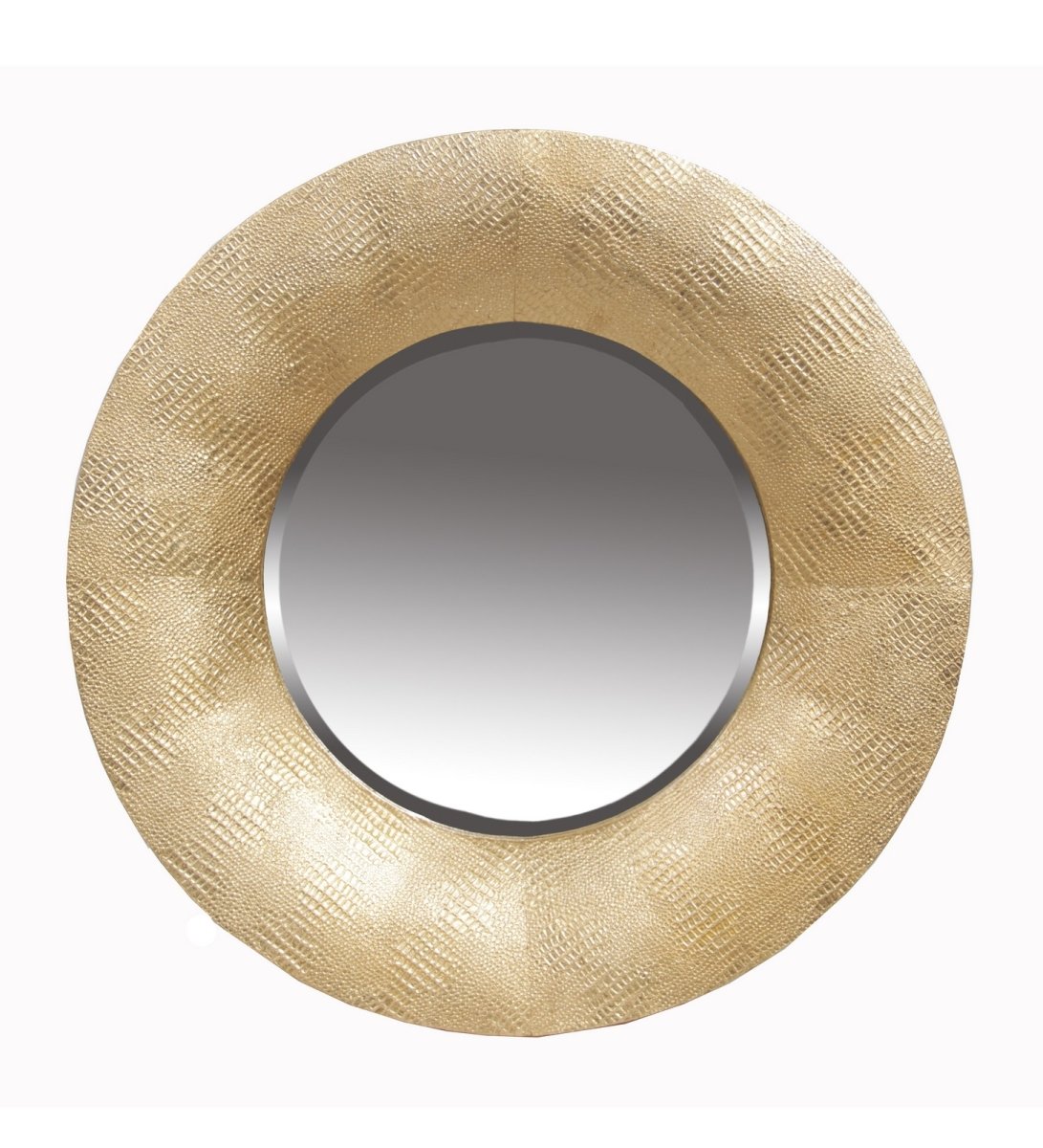 11051 Round Beveled Mirror - Hammered Gold