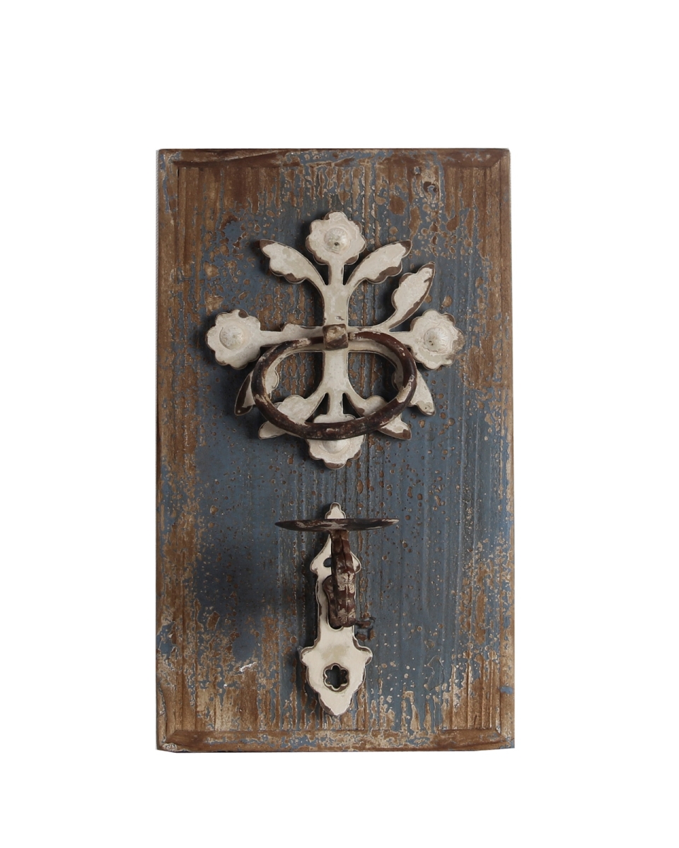 25048 Iron & Wood Wall Candle Holder, 10 X 7 X 17 In.