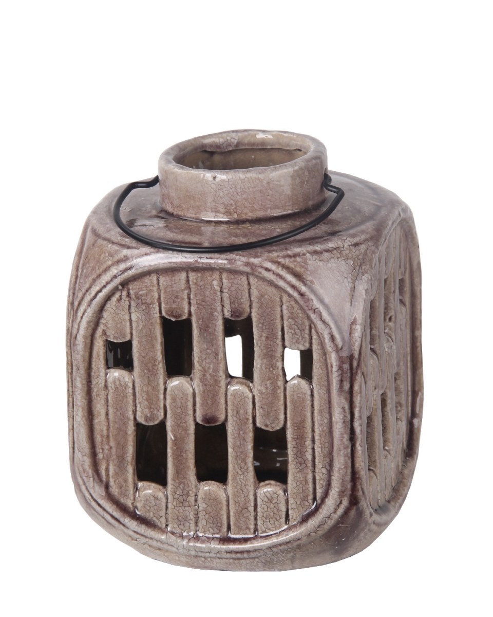 66792 Small Ceramic Lantern, 7.5 X 7.5 X 10 In.