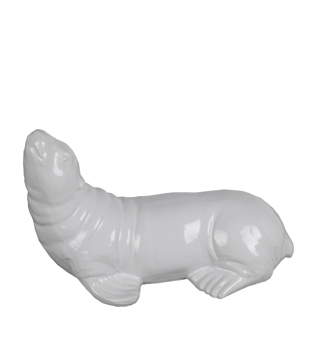 14 X 8.5 X 9.5 In. Ceramic Sea Lion Figurine, White