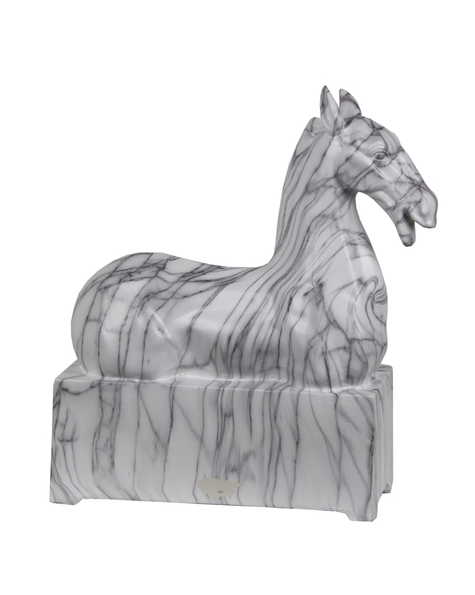 78160 16 In. Marble Horse Statue, Grey & White