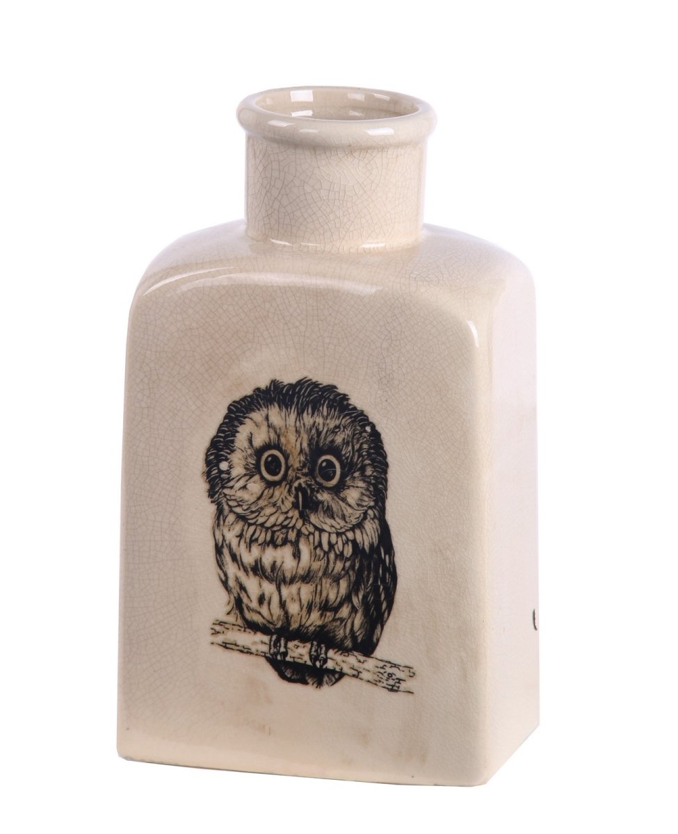 79066 6.5 X 4 X 11 In. Owl Ceramic Vase, Small