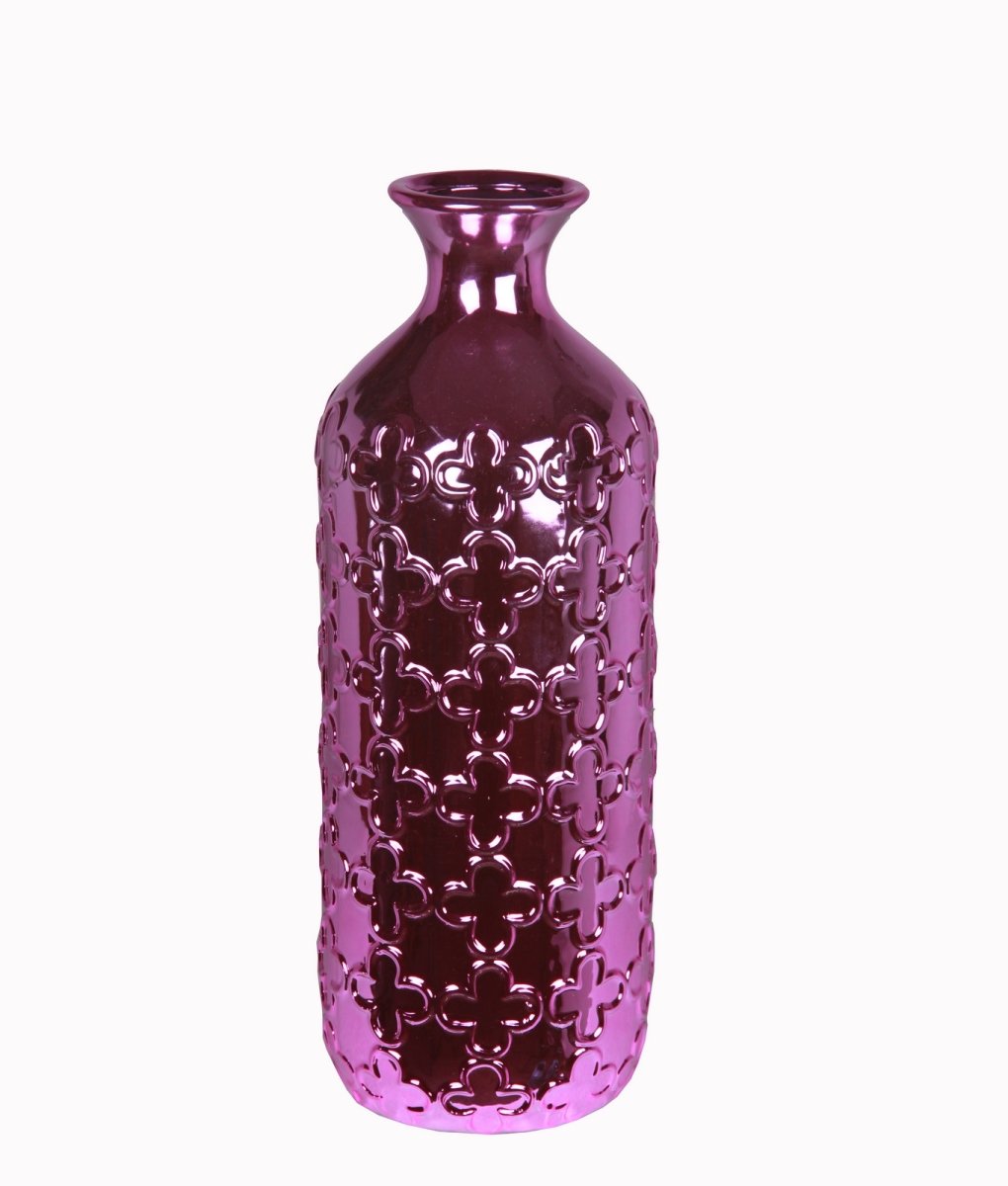 84072 6.5 X 6.5 X 16.5 In. Ceramic Vase, Metallic Purple - Large