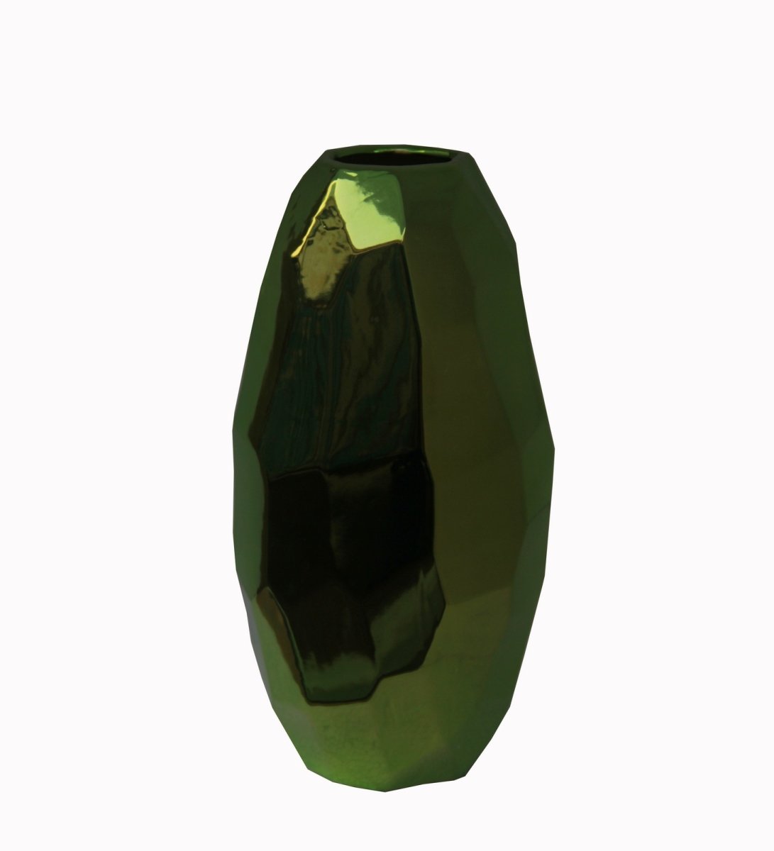 84113 7.5 X 7.5 X 15 In. Ceramic Vase, Metallic Green - Large