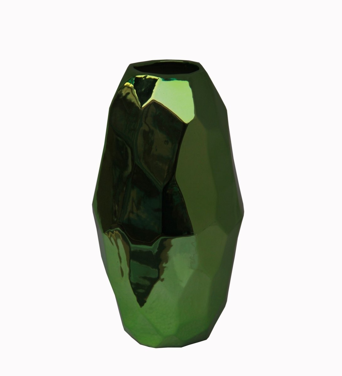 84114 6.5 X 6.5 X 12 In. Ceramic Vase, Metallic Green - Small