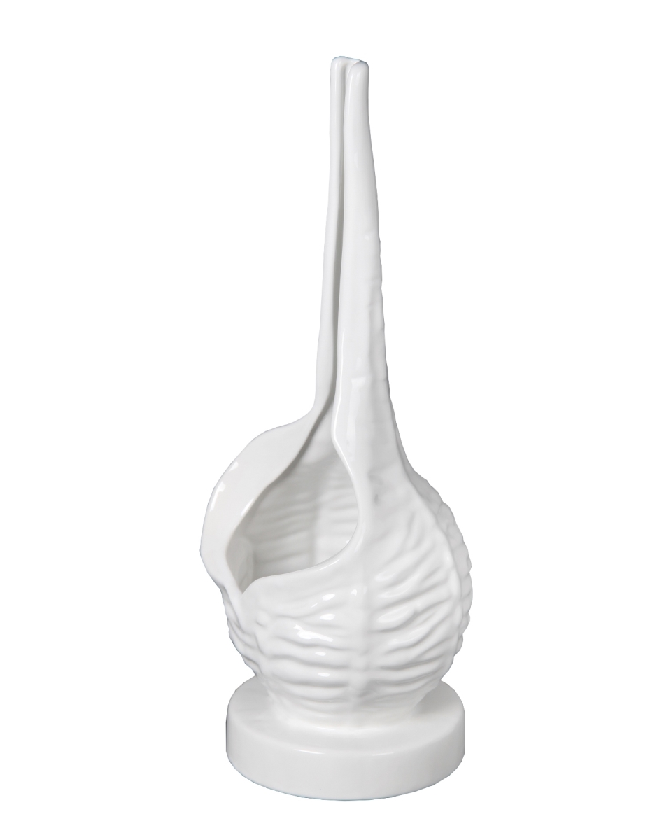 84202 6.5 X 6.5 X 18 In. Ceramic Seashell Vase, White - Large