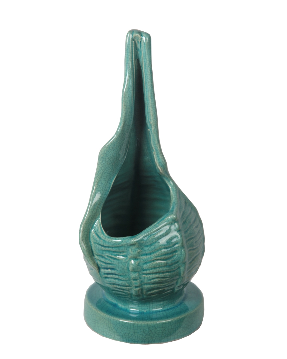 84203 6.5 X 6 X 14.5 In. Ceramic Seashell Vase, Turquoise - Medium