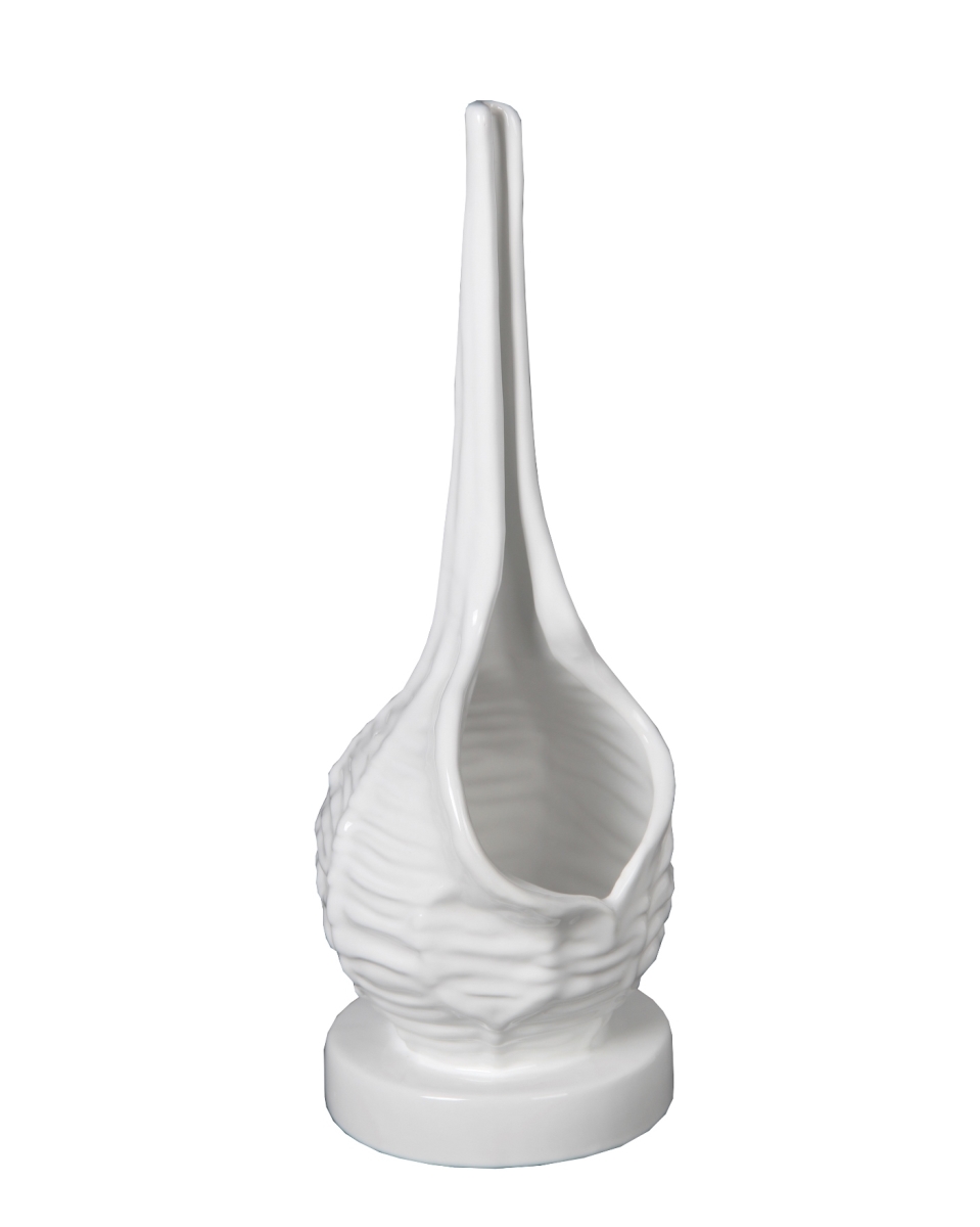 84204 6.5 X 6 X 14.5 In. Ceramic Seashell Vase, White - Medium