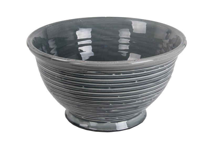 86082 15 X 15 X 8 In. Ceramic Bowl, Gray - Large