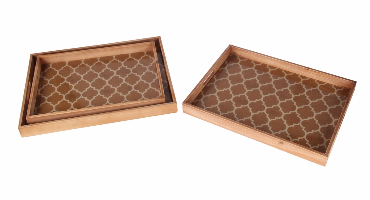 20.5 X 16 X 2 In. 3 Piece Wooden Tray Set