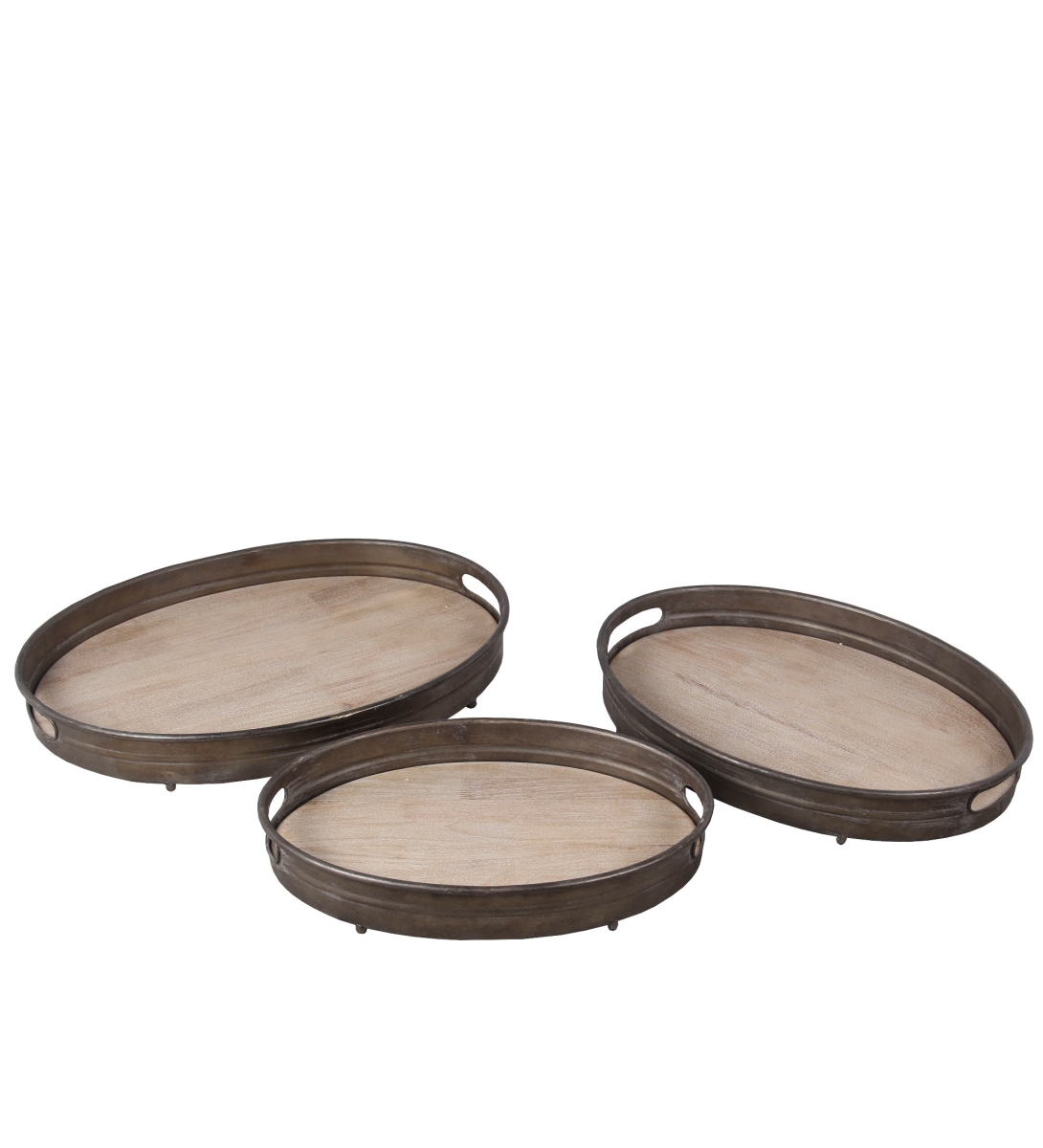UPC 805572888724 product image for Privilege 88872 25 x 18 x 3.5 in. 3 Piece Iron & Wood Tray Set | upcitemdb.com