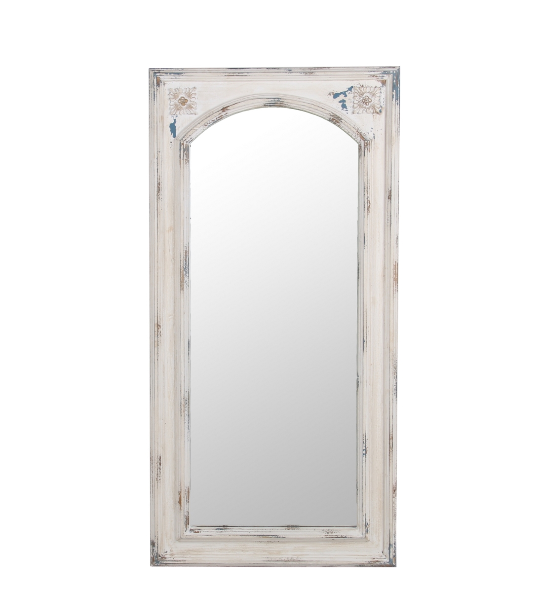 006-00002 22.5 X 1.5 X 45.5 In. Transitional Wood Wall Mirror, Antique White