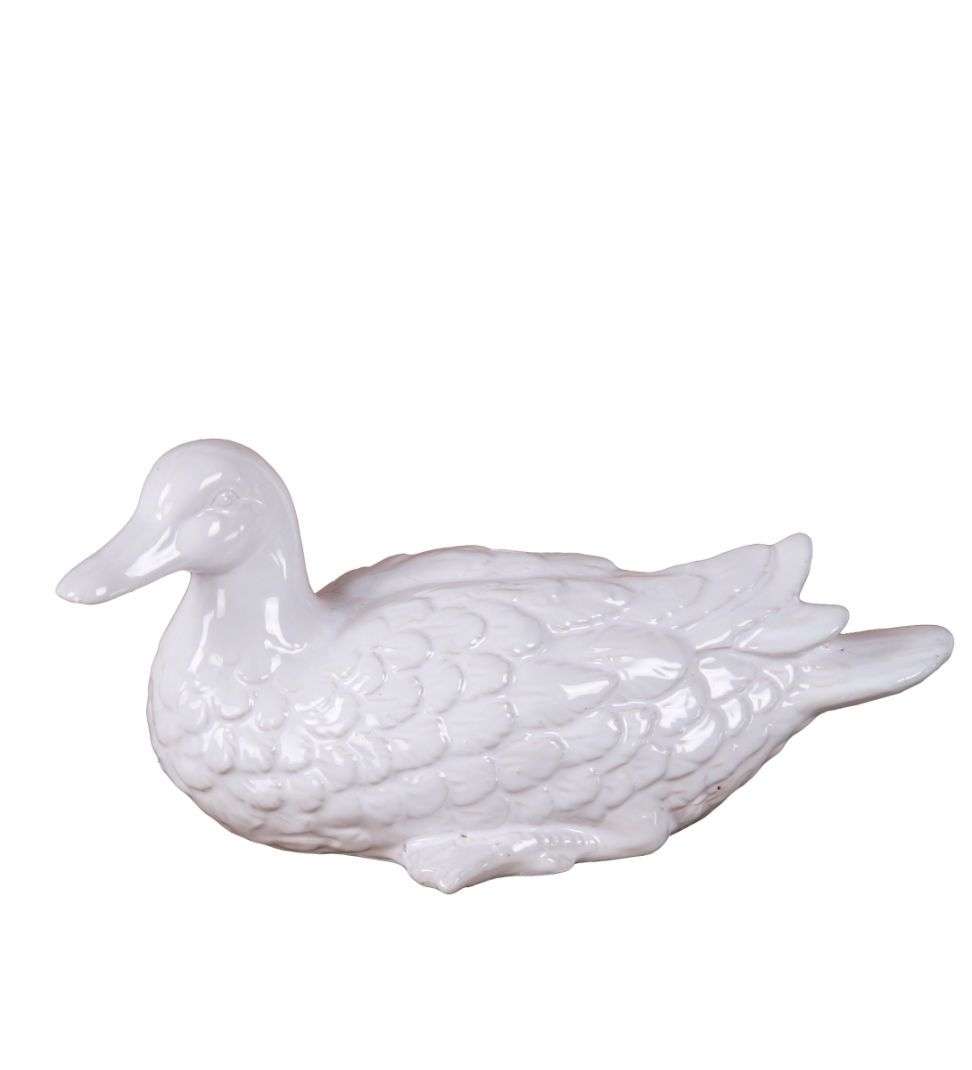 20301 11 X 5 X 5 In. Traditional Ceramic Duck Statue, White