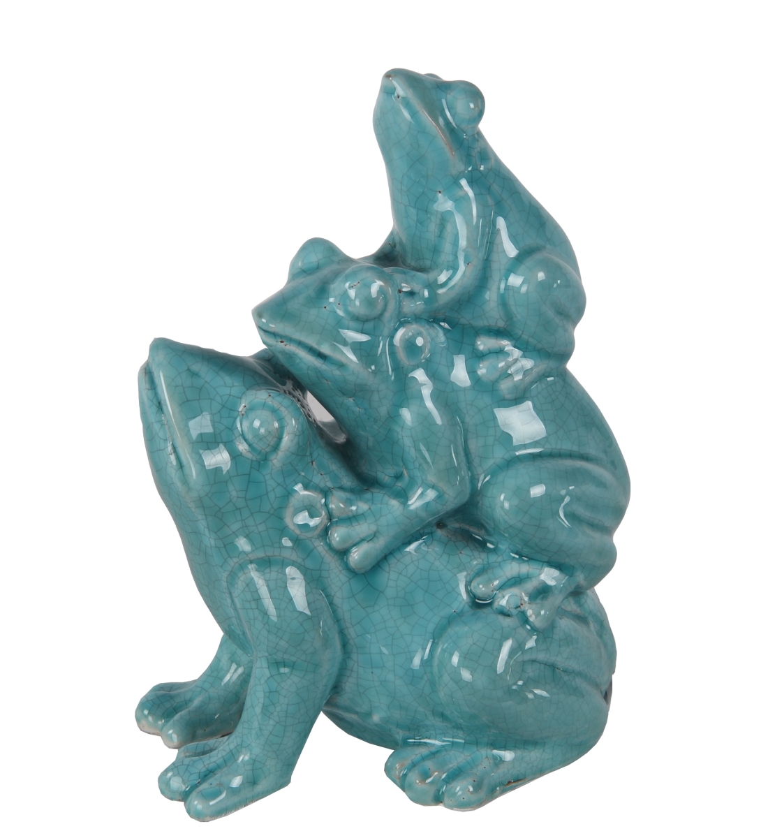 20304 7 X 5 X 10 In. Traditional Ceramic Frogs Statue, Blue
