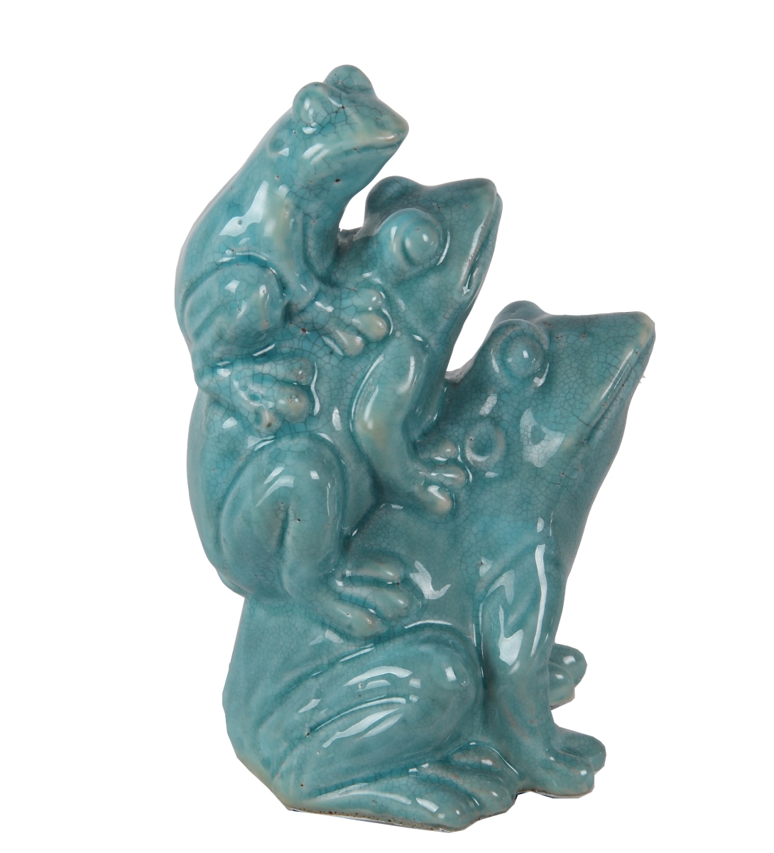 20306 6 X 5 X 9 In. Traditional Ceramic Frogs Statue, Blue
