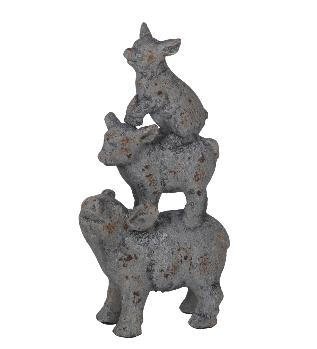 20308 9.5 X 5.5 X 17 In. Traditional Ceramic Pigs Statue, Grey