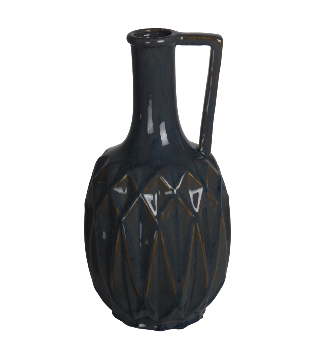 26037 7 X 7 X 15 In. Contemporary Ceramic Vase, Blue - Large