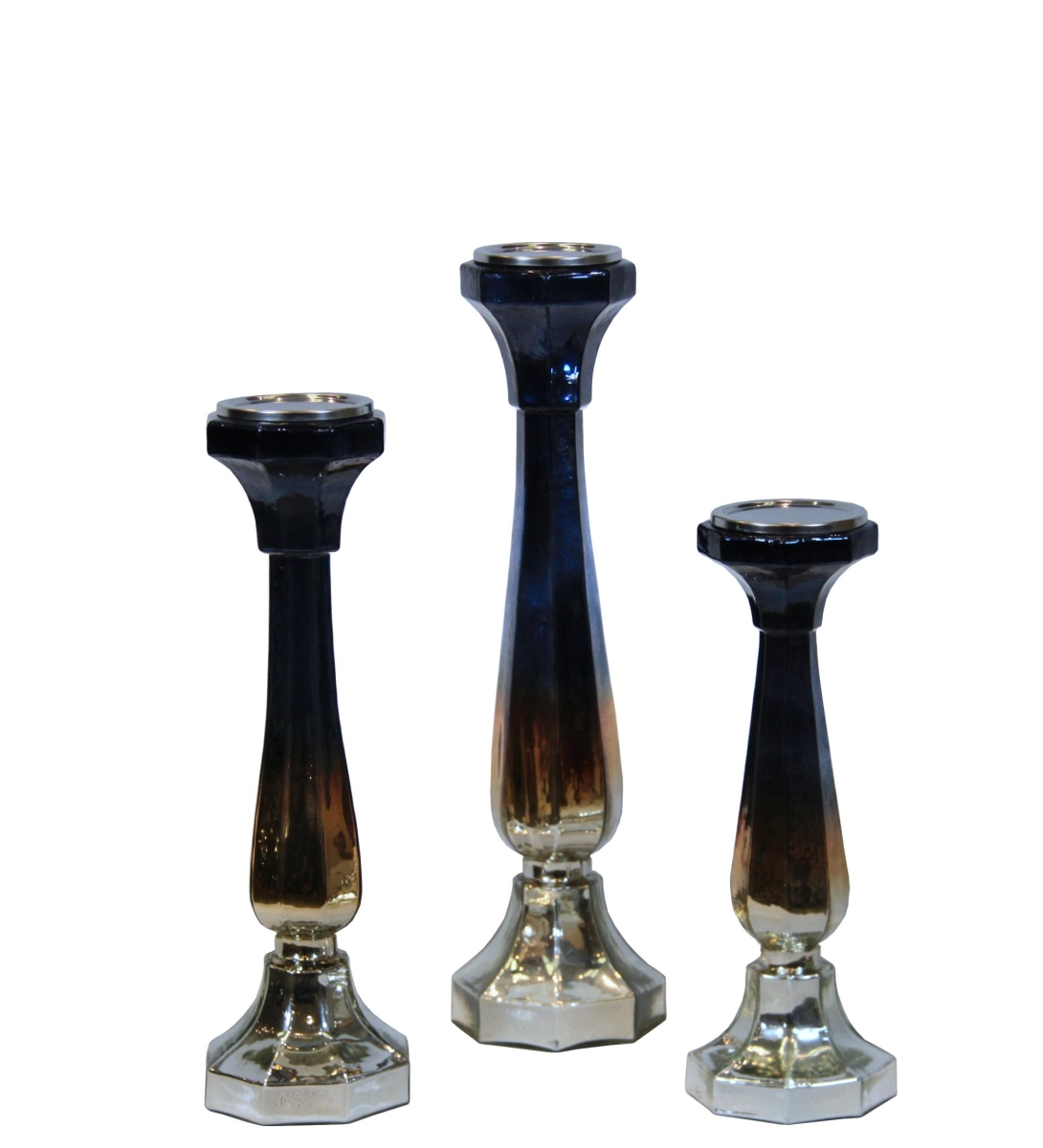 55045 Candle Holders, Blue Ombre - 3 Piece