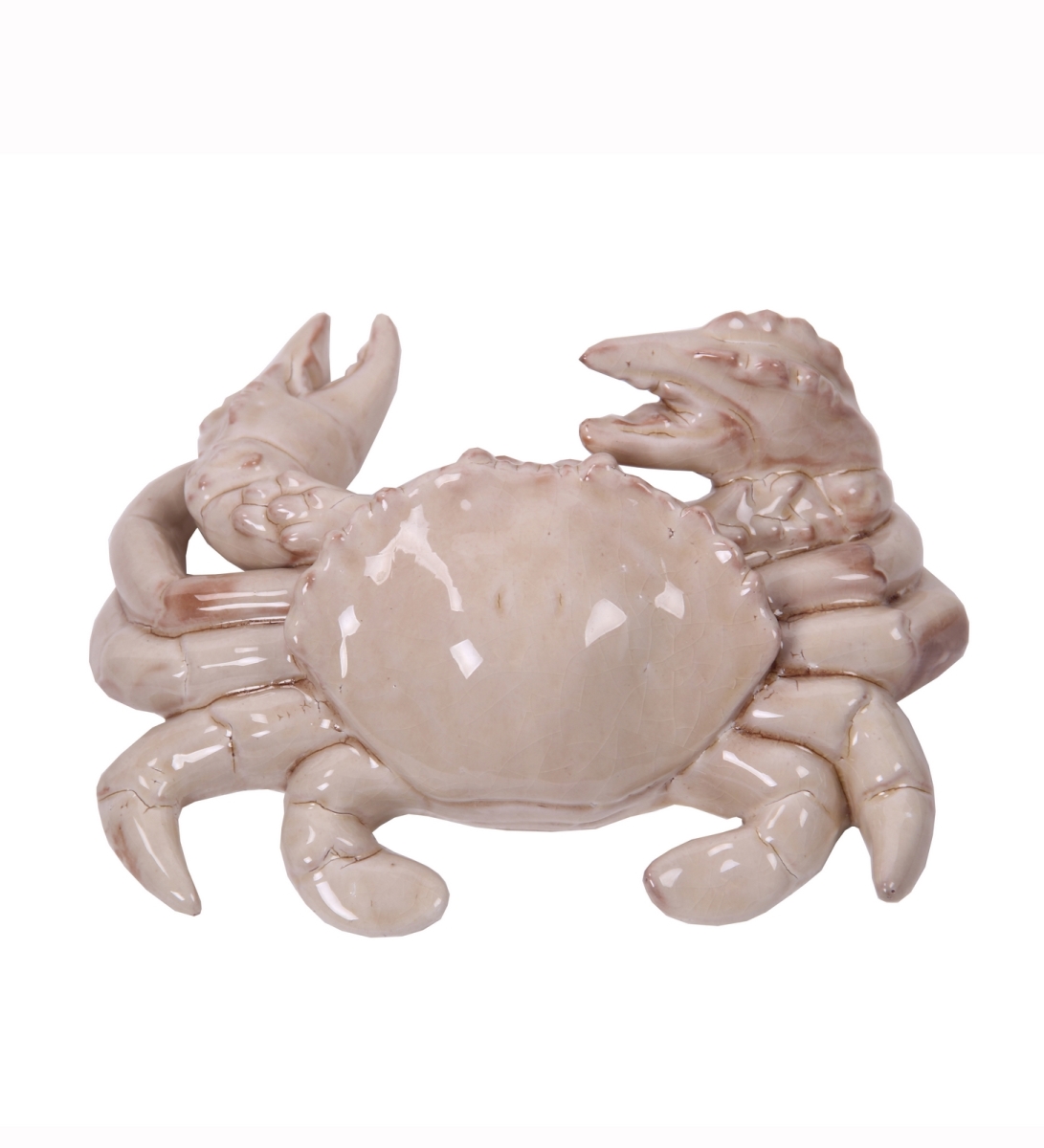 66756 11 X 9 X 4 In. Ceramic Crab, Cream