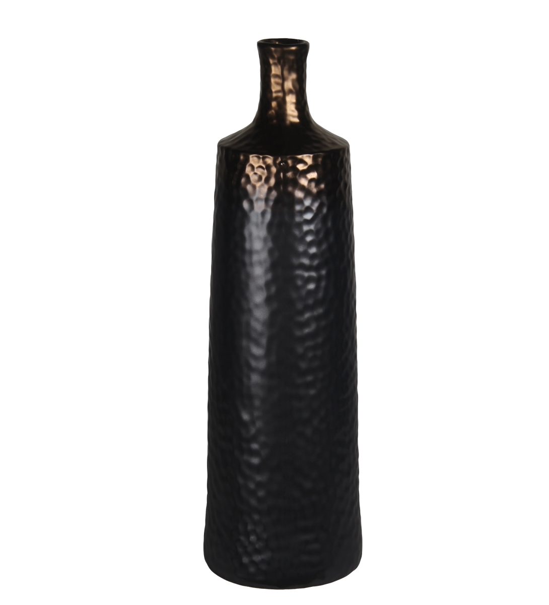 78202 6 X 6 X 18 In. Contemporary Copper & Ceramic Vase, Black - Large