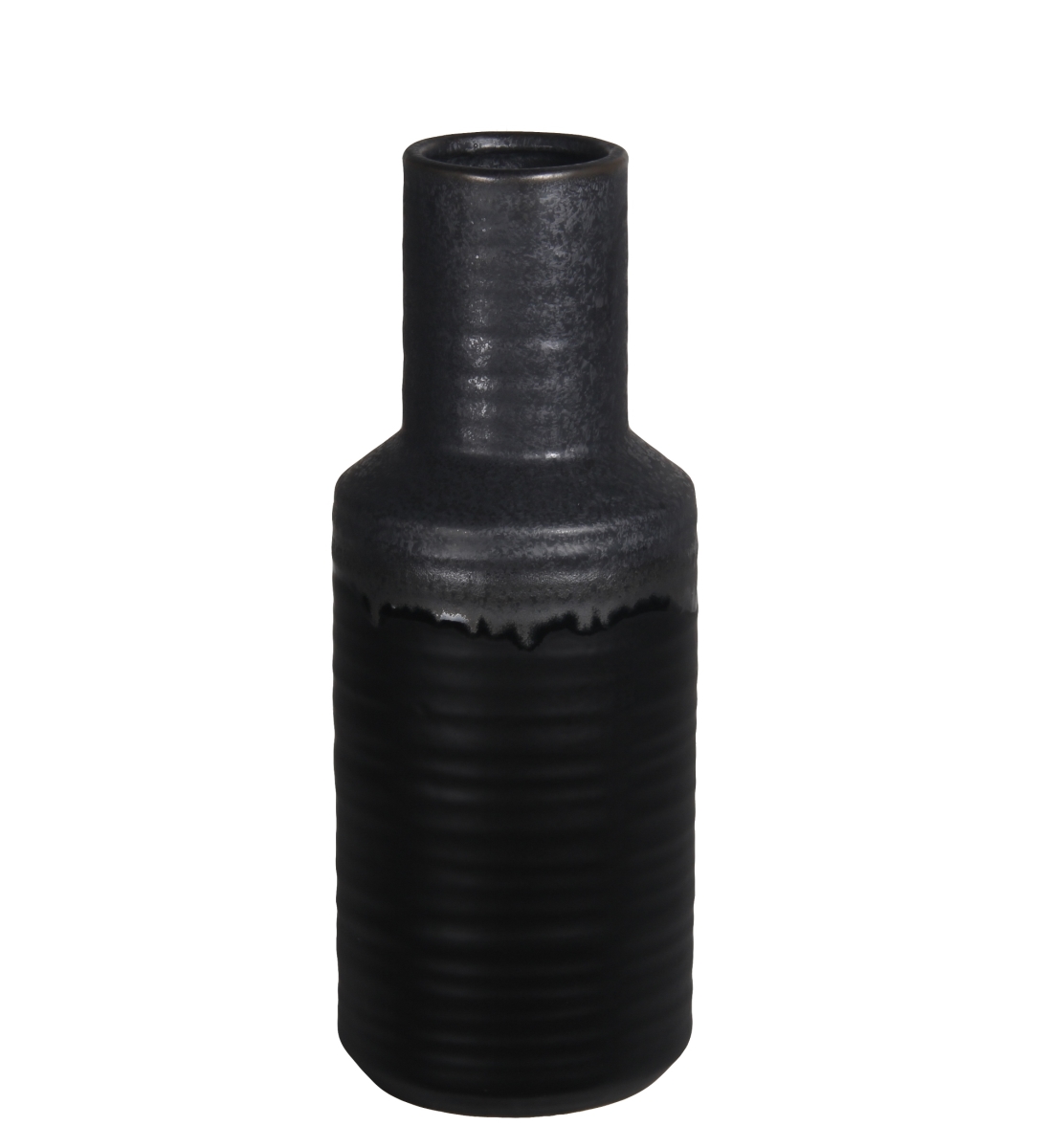 78213 6 X 6 X 13 In. Contemporary Ceramic Vase, Black & Grey - Small