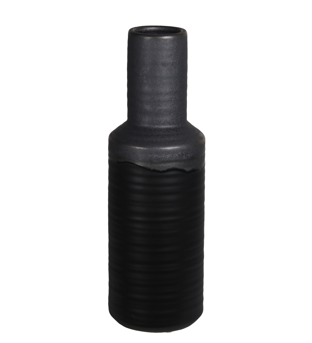 78214 6 X 6 X 16 In. Contemporary Ceramic Vase, Black & Grey - Large