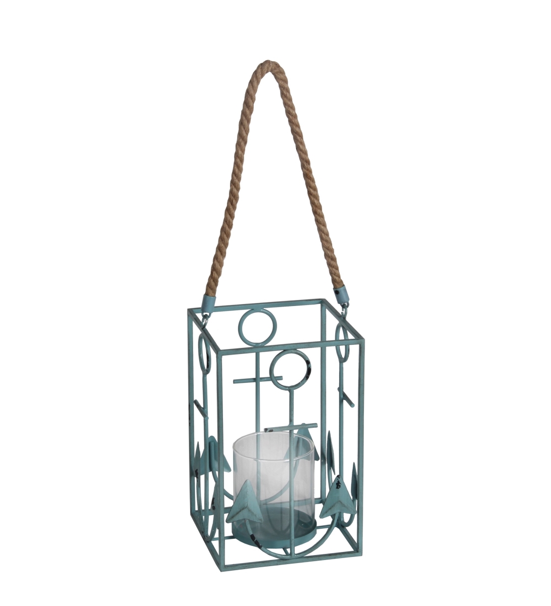 88853 6.5 X 6.5 X 11 In. Anchor Candle Lantern, Blue