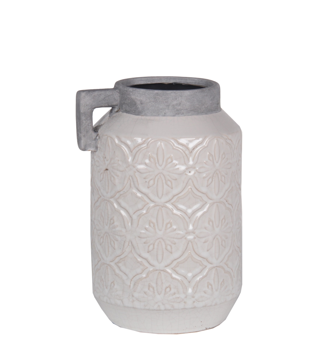 007-029 8 X 7 X 11.5 In. Geometric Decorative Ceramic Vase, White - Small