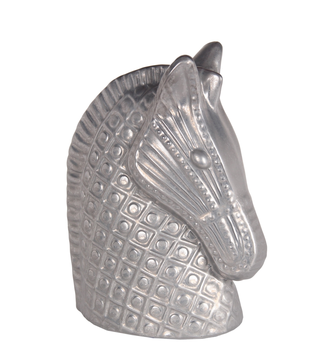 20377 10 X 5.5 X 13 In. Silver Geometric Ceramic Horse Decor - Large